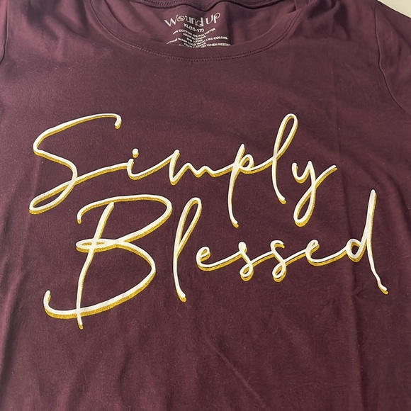 Wound Up Simply Blessed purple top short sleeve women’s size XL - Picture 5 of 6